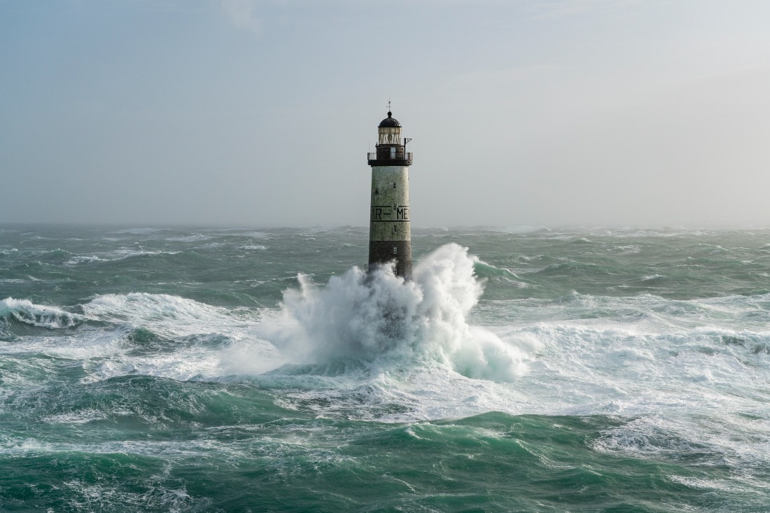Lighthouse in rough seas
